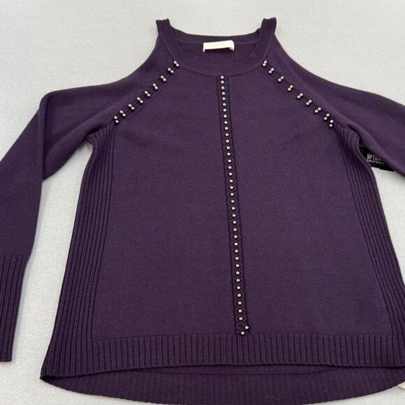 Ramy Brook Deep Purple Sweater with Stud Accents - Picture 1 of 9